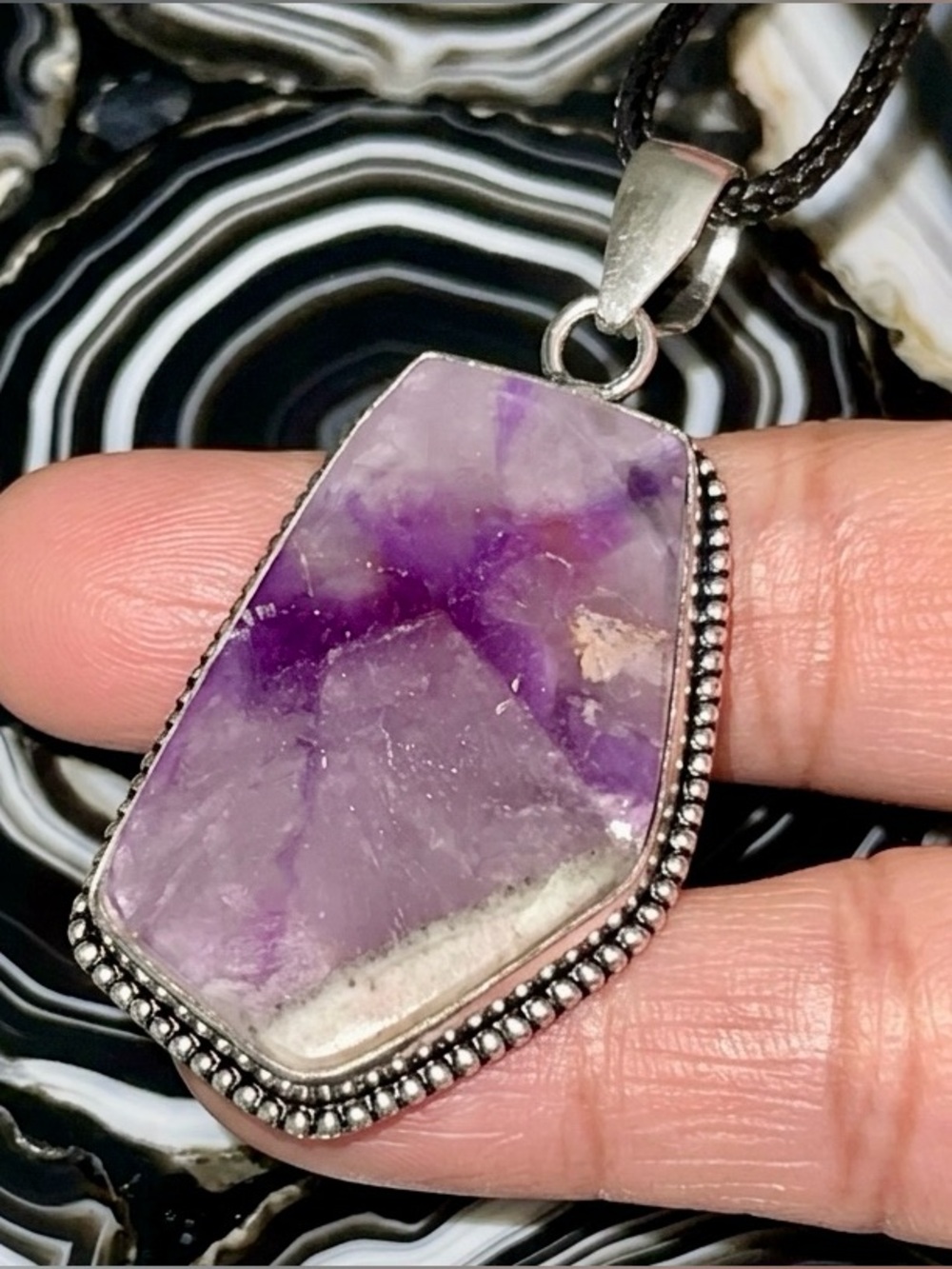 Auralite Trapiche Amethyst Crystal Pendant 2 1/4”
